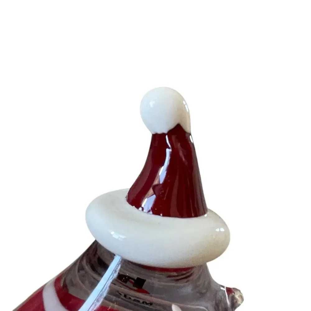 Hand Blown Art Glass CHRISTMAS CARDINAL 7in Red & White Candy Cane Swirl New